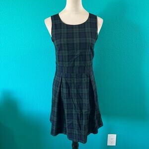 Brandy Melville Navy Blue & Green Plaid Sleeveless Dress Womens Size xs